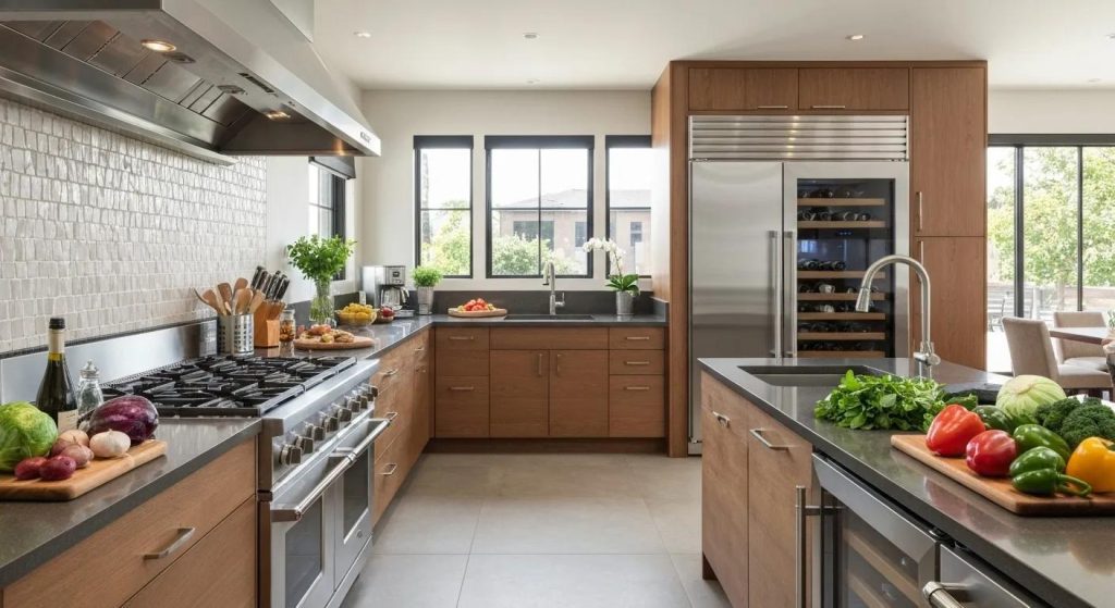 Gourmet kitchen at The Deck on Donalda with high-end appliances and fresh ingredients