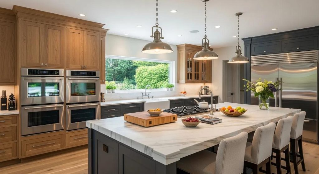 Gourmet kitchen with island bench designed for family cooking and gatherings
